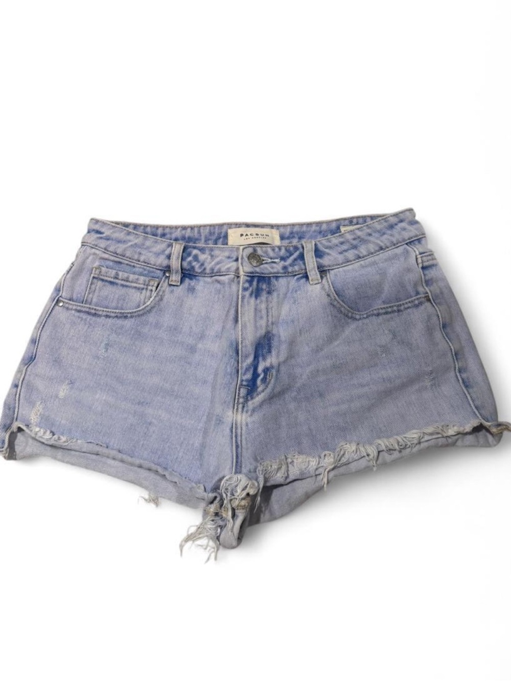PacSun Washed Light Blue Frayed Denim Cutoff Shorts